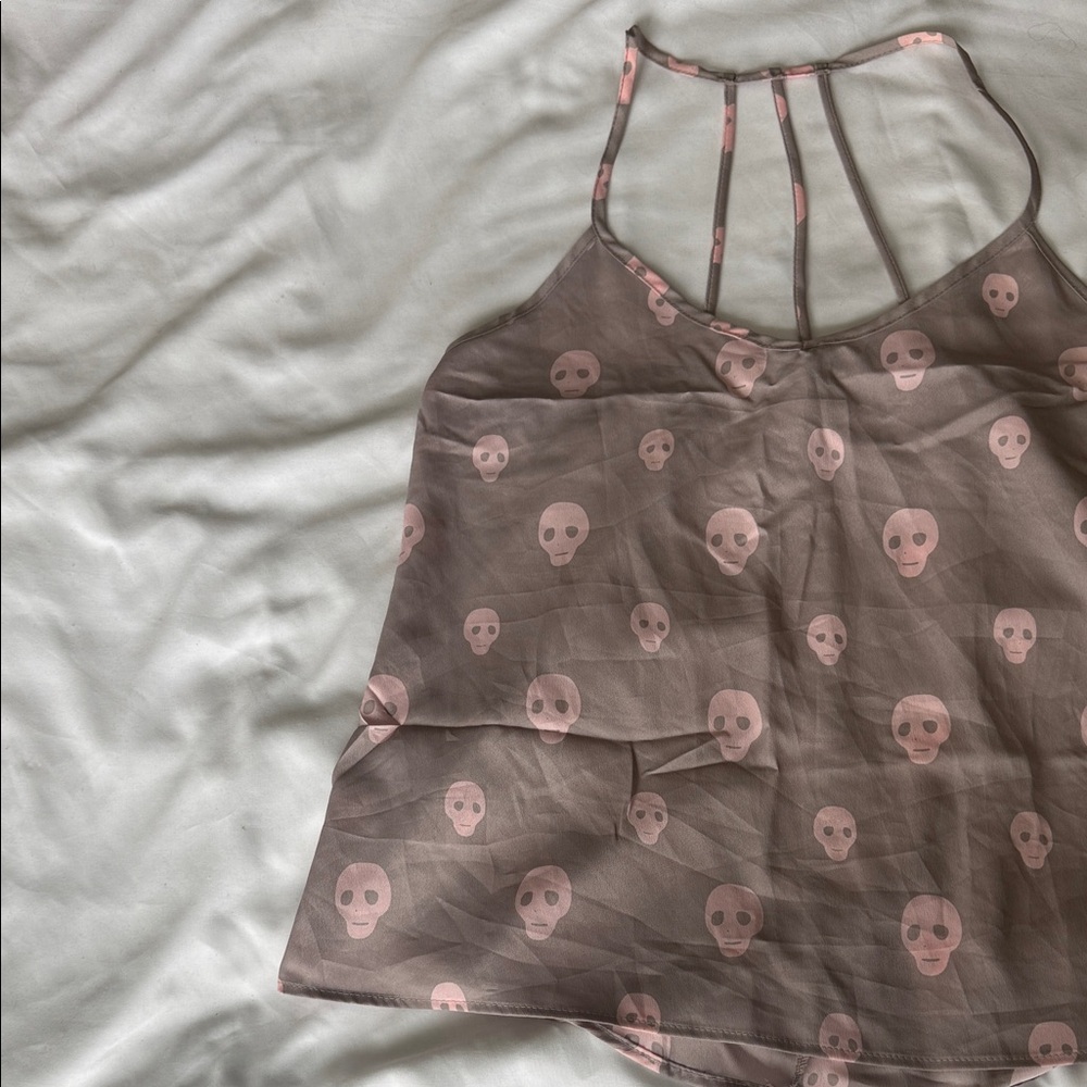 Charlotte Russe Pink Skull Print Camisole